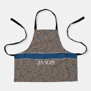 Tablier Motif minimal géométrique bleu jaune