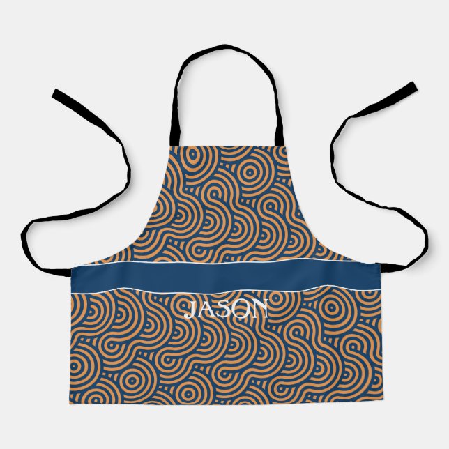 Tablier Motif minimal géométrique bleu jaune (Recto)