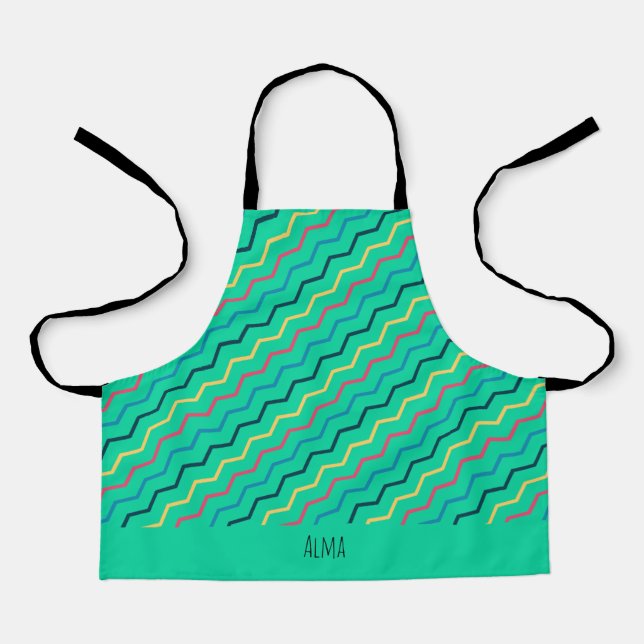 Tablier Motif minimal jaune vert Chevron (Recto)