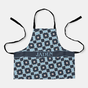 Tablier Motif minimal orange bleu diamant