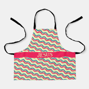 Tablier Motif minimal rouge bleu vague