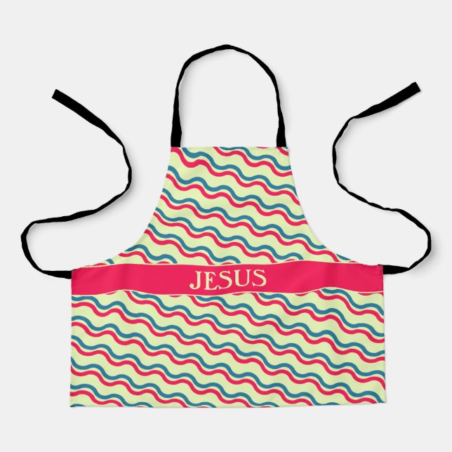 Tablier Motif minimal rouge bleu vague (Recto)