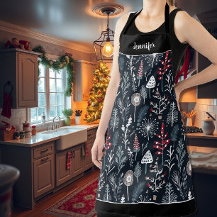 Tablier Motif moderne aquarelle fleurs florales Noël