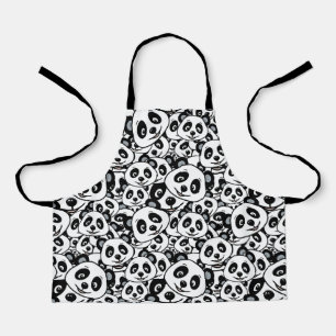 Tablier Motif moderne de panda ours en noir et blanc migno
