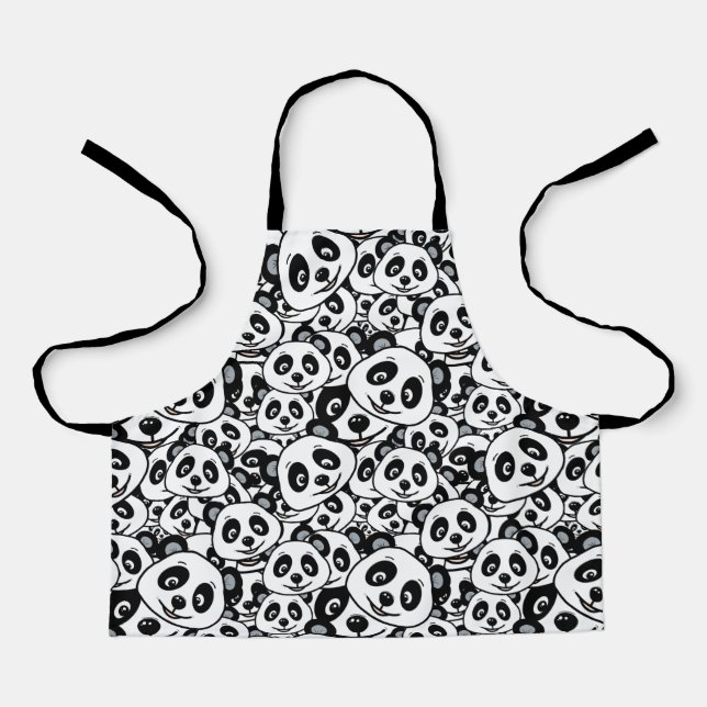 Tablier Motif moderne de panda ours en noir et blanc migno (Recto)