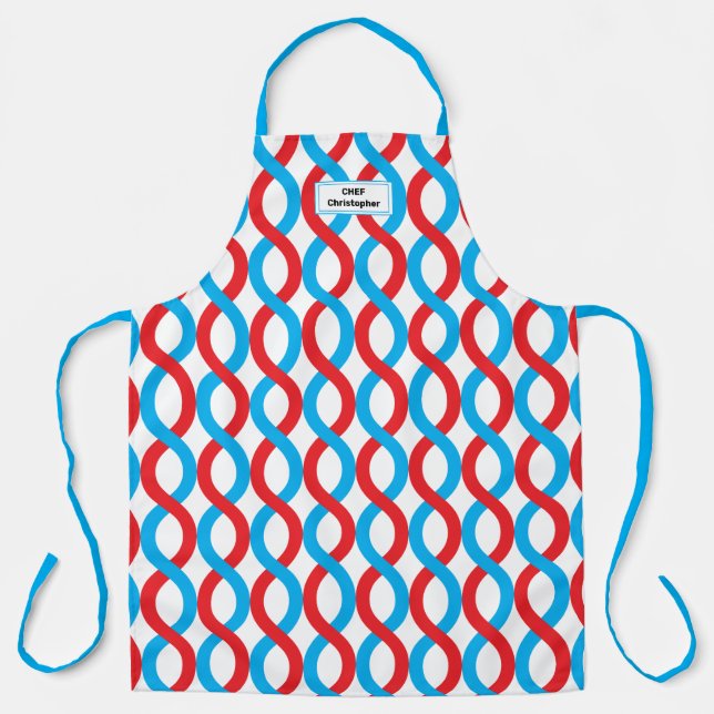 Tablier Motif moderne interconnecté Red Blue Waves (Recto)
