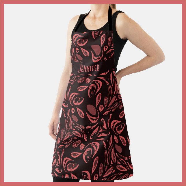 Tablier Motif moderne noir, rouge chaud (Créateur téléchargé)