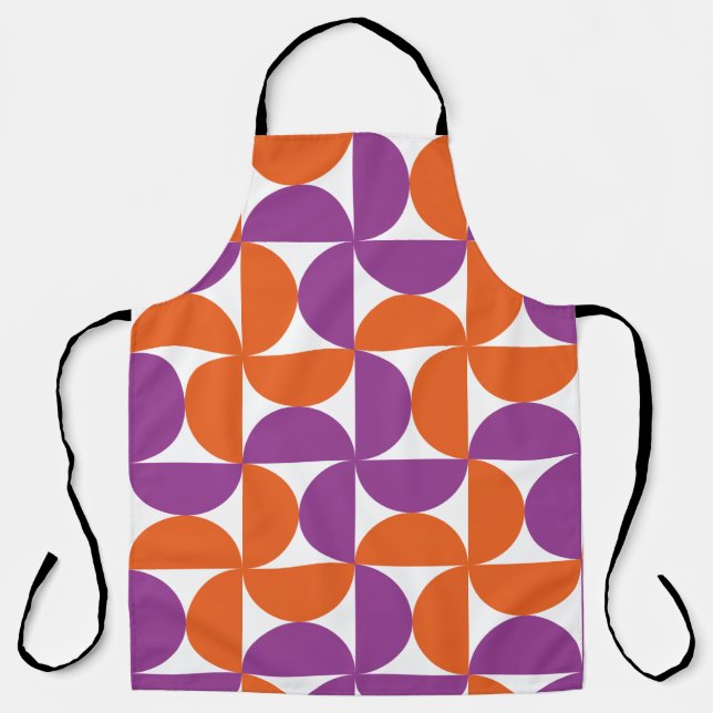 Tablier Motif moderne orange et violet du milieu du siècle (Recto)