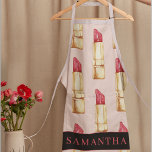 Tablier Motif moderne rose et rouge rouge rouge Fille avec<br><div class="desc">Motif moderne rose et rouge rouge rouge Fille avec nom</div>