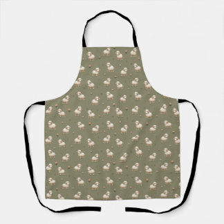 Tablier Motif mouton : agneaux mignons, floral, herbe sur