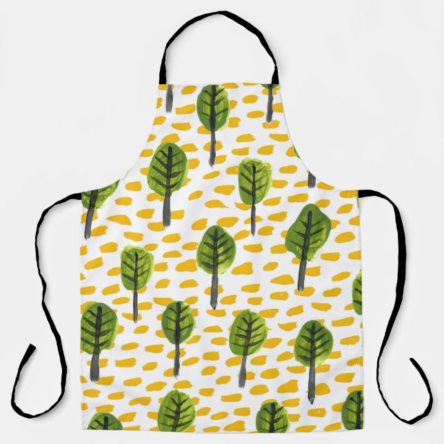 Tablier Motif Naïve Green Black Tree (Recto)