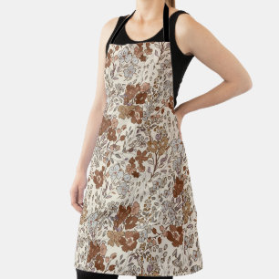 Tablier Motif Nature Fleur Marron Floral Sauvage Vintage