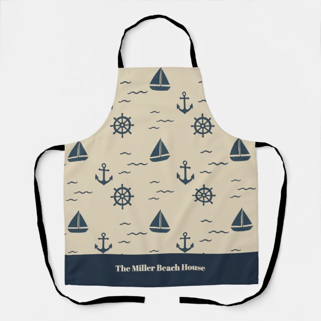 Tablier Motif nautique avec Ancre Voilier Compass (Recto)