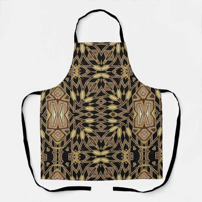 Tablier Motif noir et or Tribal Aztec Fusion (Recto)