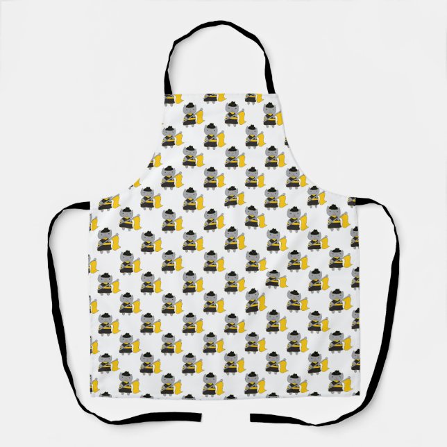 Tablier Motif Noir Jaune Garde de Drapeau de Chat (Recto)