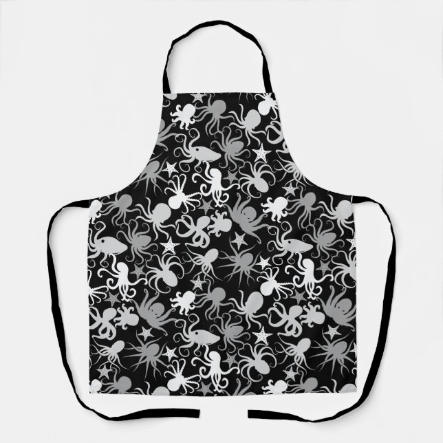 Tablier Motif octopus.b Black BG (Recto)