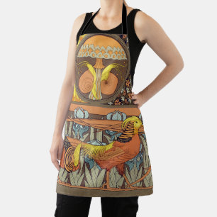 Tablier Motif oiseau de la nature Art nouveau français vin