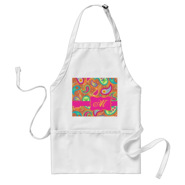 Tablier Motif Orange Moderne Paisley Whimsy (Devant)
