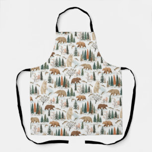 Tablier Motif Ours des Bois & Truite Pi Faune Forestière