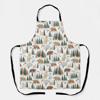 Tablier Motif Ours des Bois & Truite | Pi Faune Forestière
