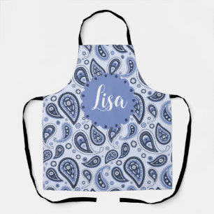 Tablier Motif Paisley Bleu