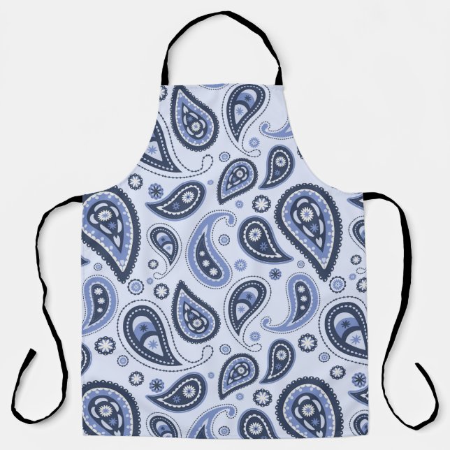 Tablier Motif Paisley Bleu (Recto)