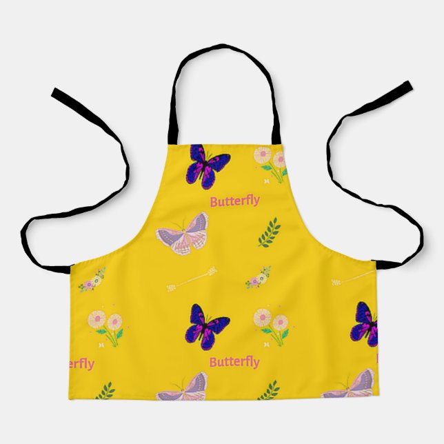 Tablier Motif papillon sur jaune (Recto)