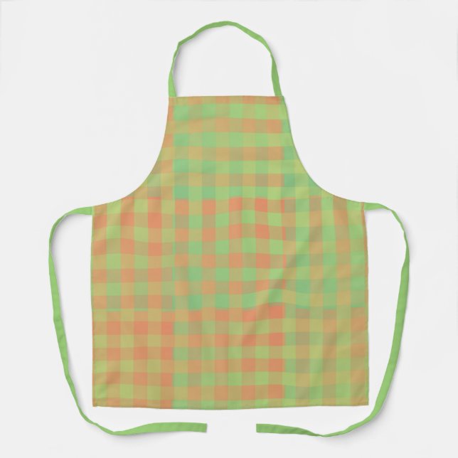 Tablier Motif Patchwork Orange Vert (Recto)