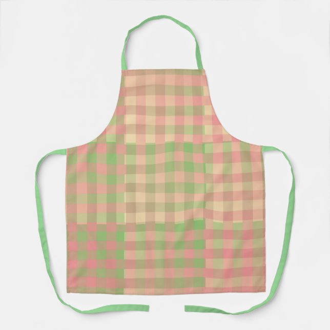 Tablier Motif Patchwork Vert Rose (Recto)