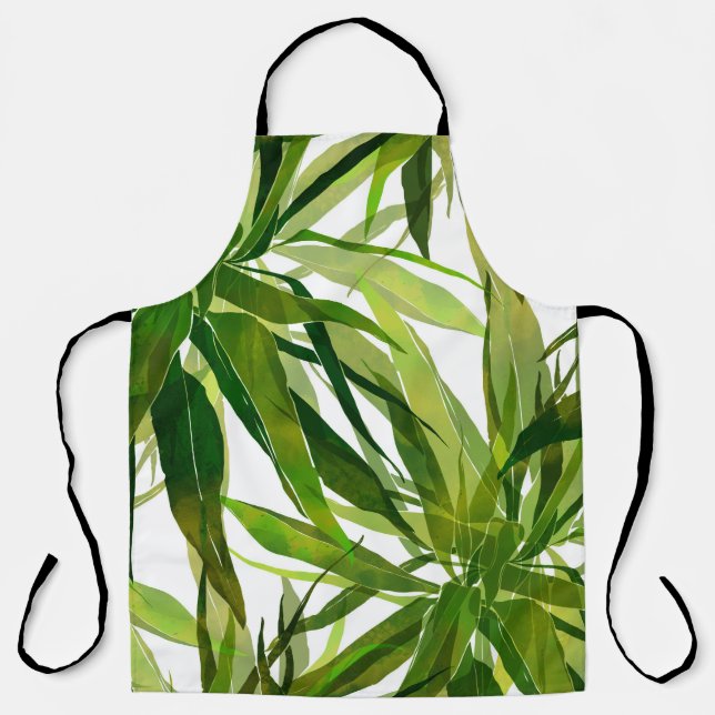 Tablier Motif peint à la main Feuille de palme (Recto)