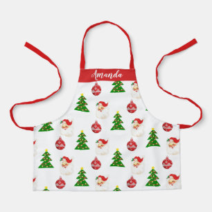 Tablier Motif Père Noël et sapin de Noël vintage 