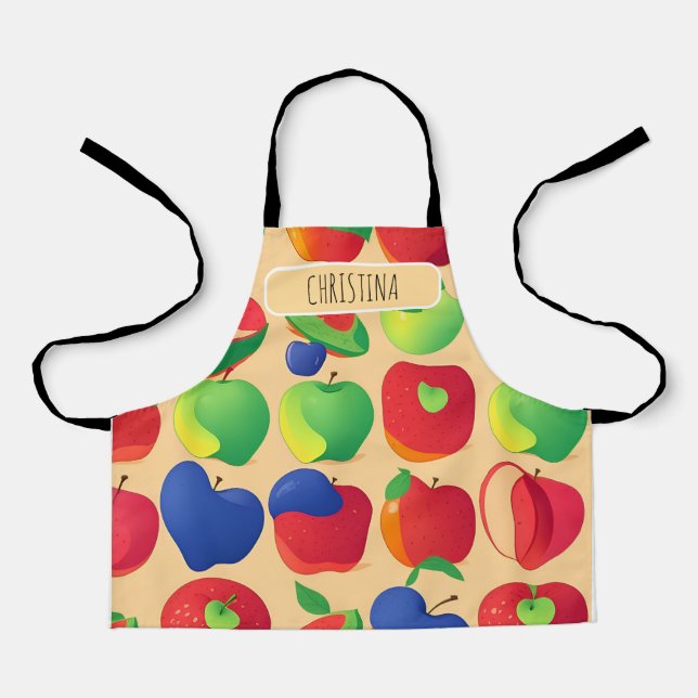 Tablier Motif personnalisé Apple moderne coloré (Recto)