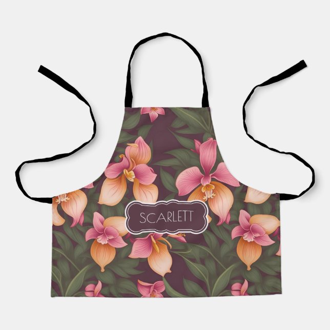 Tablier Motif personnalisé couleur orchidée (Recto)