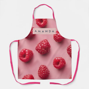 Tablier Motif personnalisé de framboise fraîche sur fond r