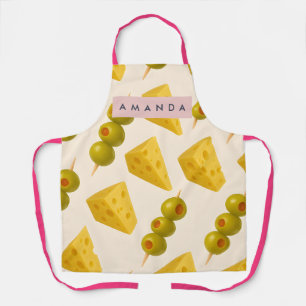 Tablier Motif personnalisé de fromage et d'olive pastel