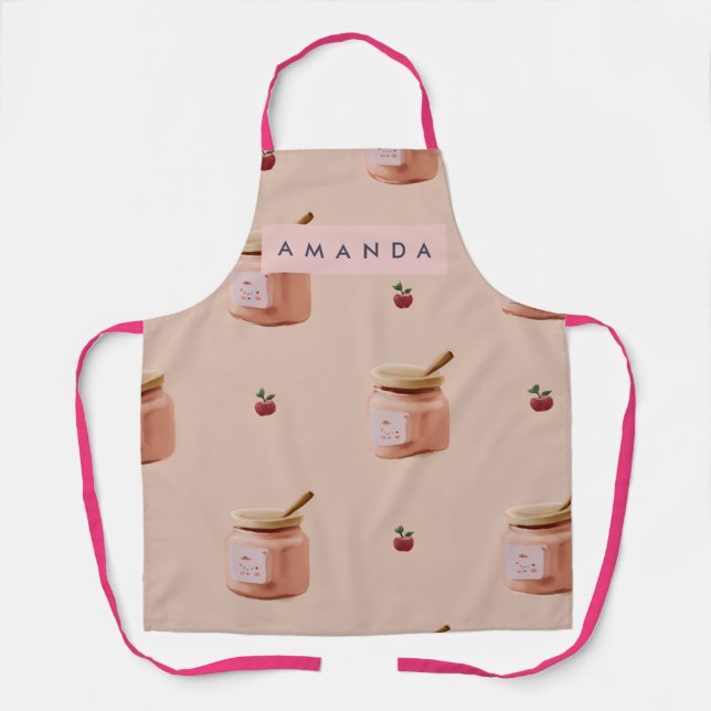 Tablier Motif personnalisé de pot à confiture mignon (Recto)