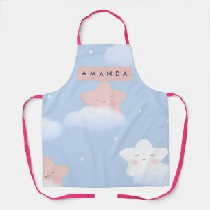 Tablier Motif personnalisé d'étoiles et de nuages pastel d