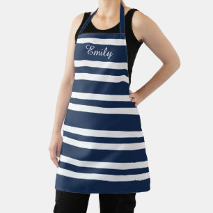 Tablier Motif Personnalisé Moderne Grilles Bleues