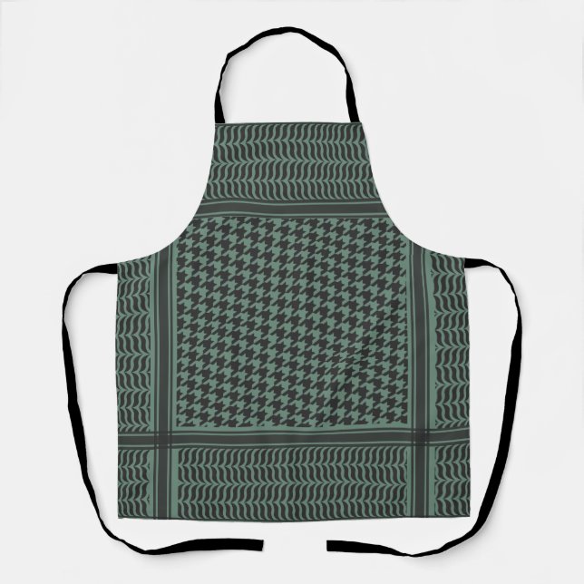 Tablier Motif pied-de-poule olive moderne atténué (Recto)