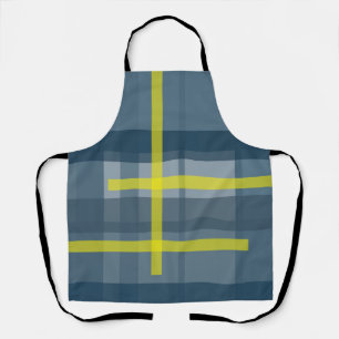 Tablier Motif plaid bleu et jaune