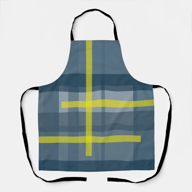 Tablier Motif plaid bleu et jaune (Recto)