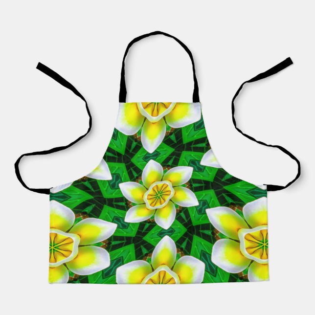 Tablier Motif Plumeria Jaune (Recto)