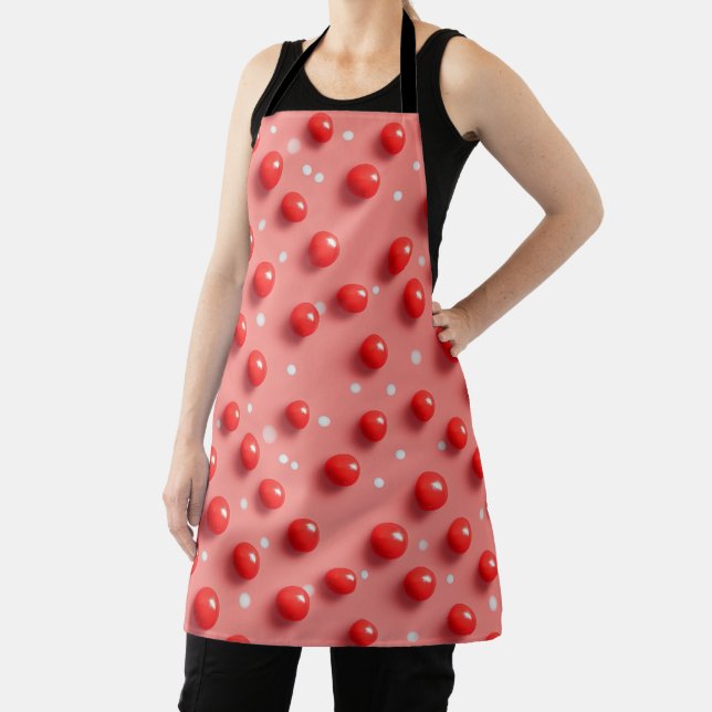 Tablier motif Pois rouge et blanc 3D (Insitu)