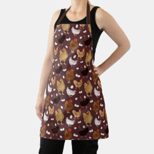 Tablier Motif Poulet Brun et Œufs