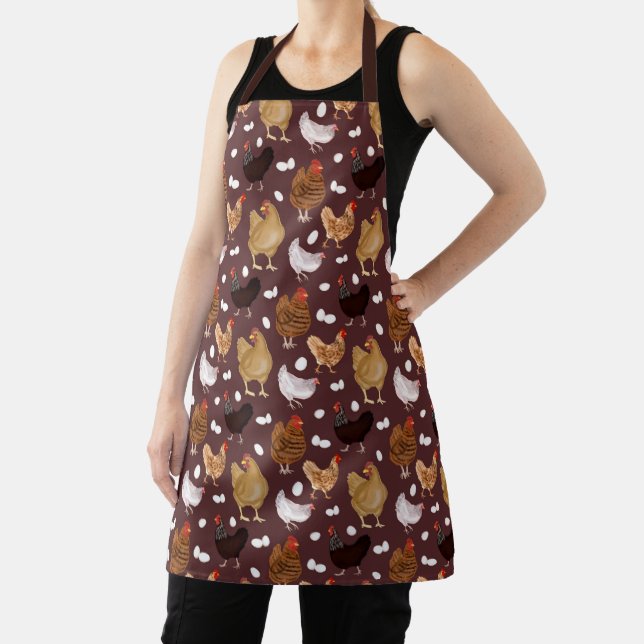 Tablier Motif Poulet Brun et Œufs (Insitu)