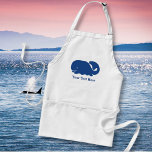 Tablier Motif préppy de baleine bleue marine personnalisé<br><div class="desc">Cette conception nautique de baleine bleue preppy comprend votre texte ou monogramme et un arrière - plan avec votre couleur personnalisée. Un motif de baleines mignon, lumineux, coloré et classique, parfait pour une journée à la plage, au chalet au bord de l'océan ou des vêtements nautiques, des cadeaux ou la...</div>