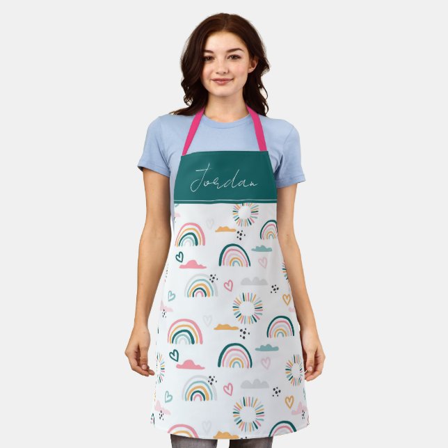 Tablier Motif Rainbows & Hearts (Porté)