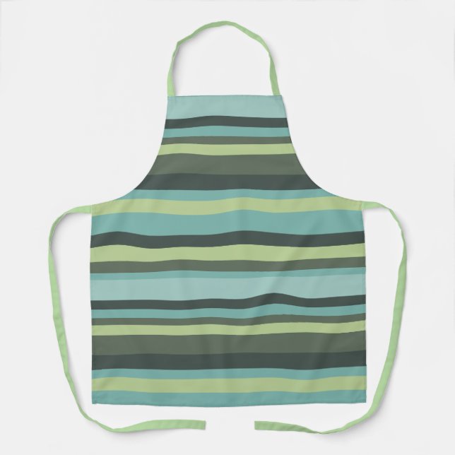 Tablier Motif rayé dans des verts et des bleus frais (Recto)