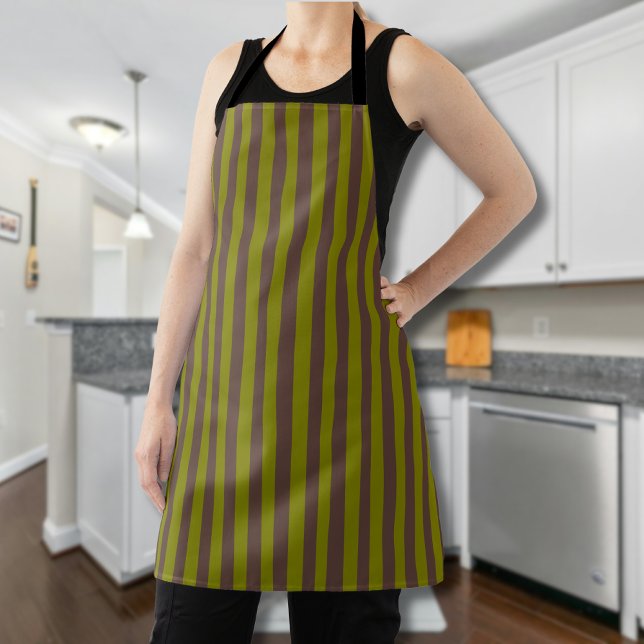 Tablier Motif rayé en chocolat brun et vert olive (Créateur téléchargé)