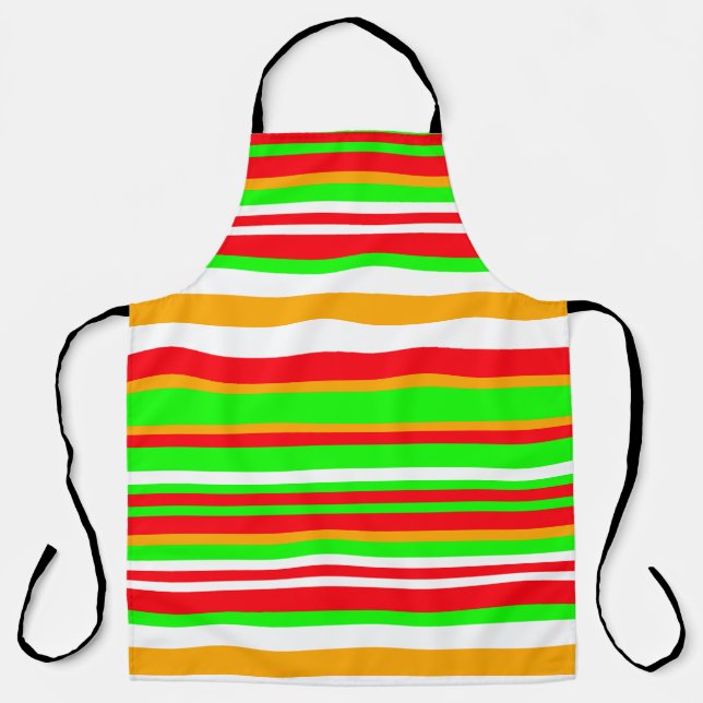 Tablier Motif rayé festif de vacances joyeuses (Recto)